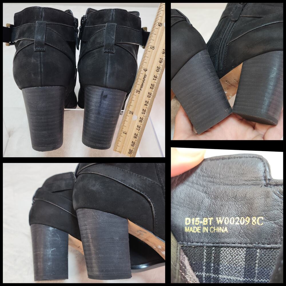 Cole Haan Black Nubuck 8C Wide Ankle Boots Whimsigoth Witchy Quiet Luxury Boho - Picture 8 of 12
